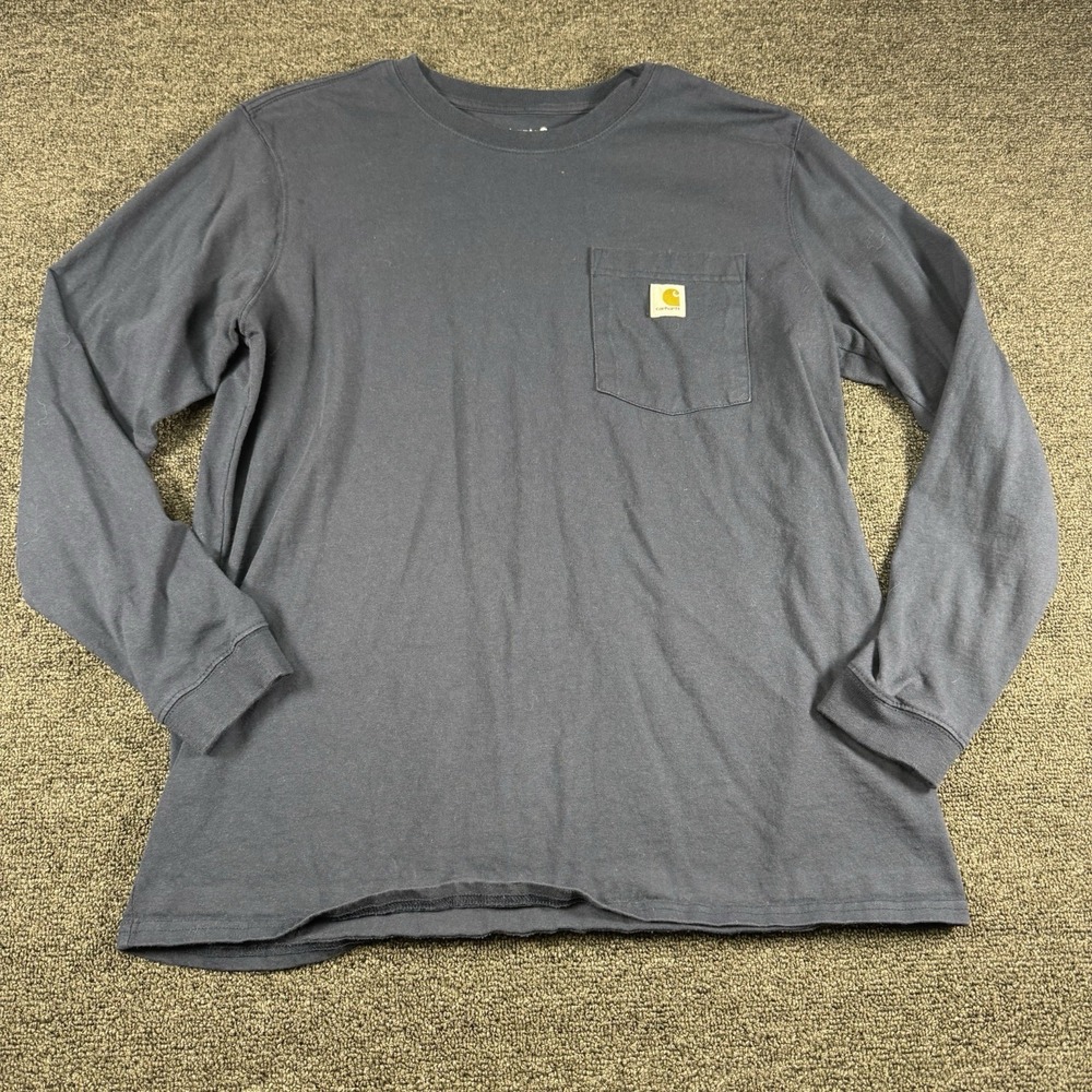Carhart Youth Navy Pocket Logo Long Sleeve Large 12-14